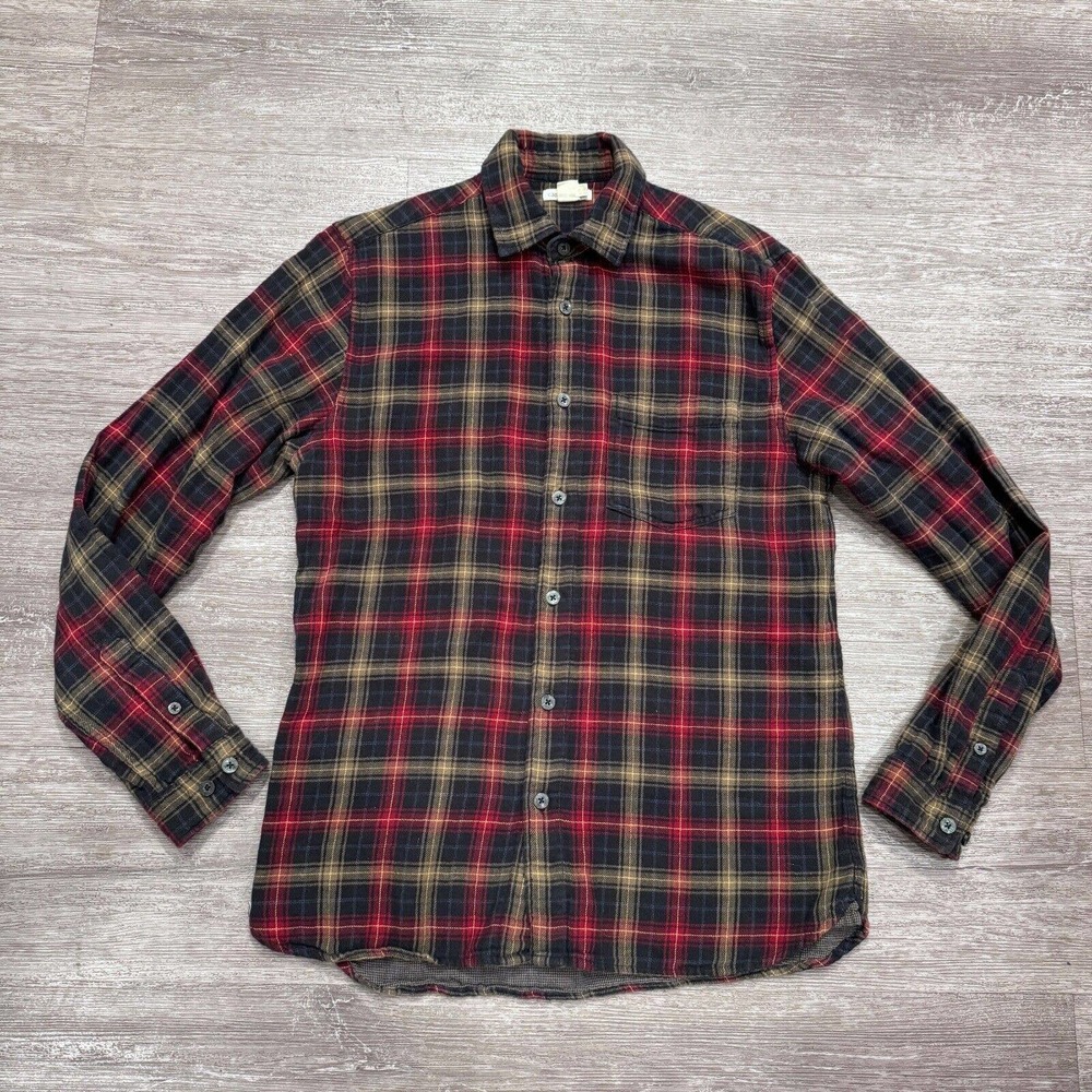 Carbon 2 Cobalt Shirt Mens Small Plaid Flannel Button Up Shirt Multicolor Cotton